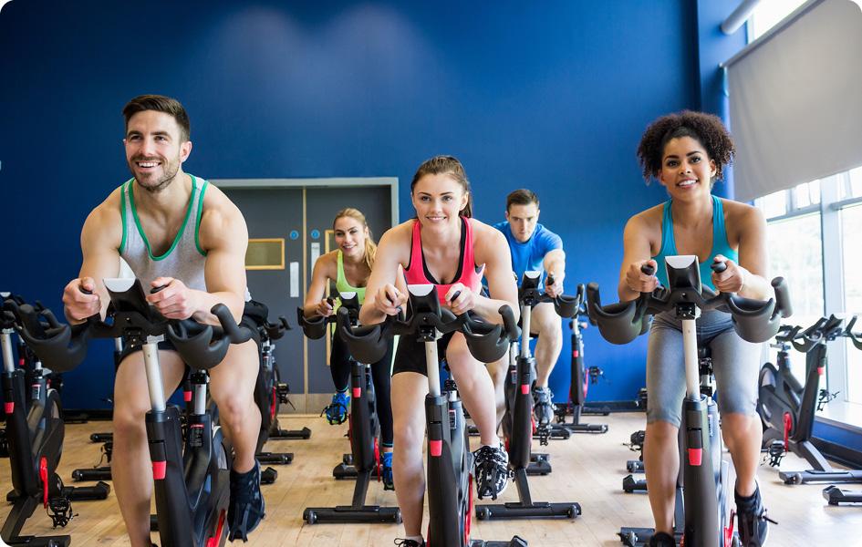 cycling class smiling