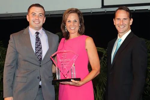 Plant City Y Executive Director with Strong Leader Award winner Jody Stevens and Plant City Y Board Member Dave Davenport