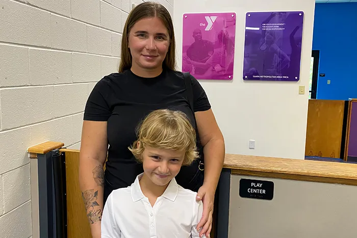 Nataliya Kochubei with Daniel, her son.