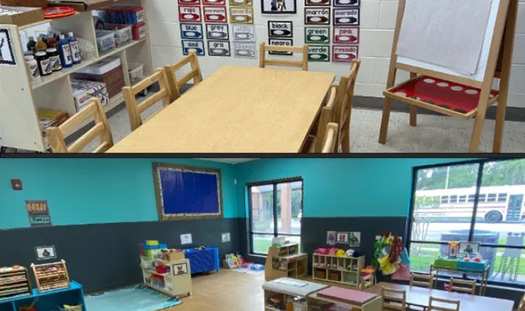 Top: Part of the Licensed Preschool area at the Central City YMCA. Bottom: Licensed Preschool area at YMCA Camp Sierra.